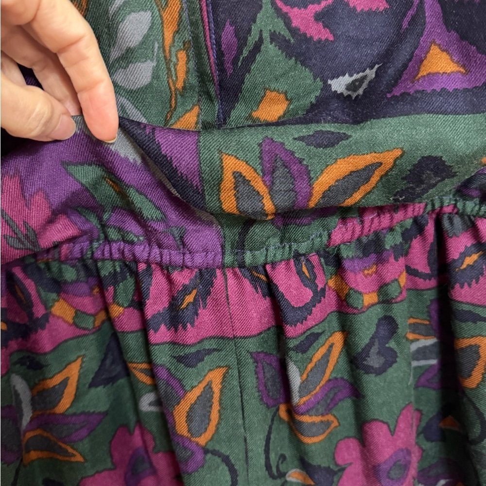 Vintage Diane Dickmon for Gentillesse Wool Silk Dress Size 6 Boho Patchwork Midi - Picture 3 of 6